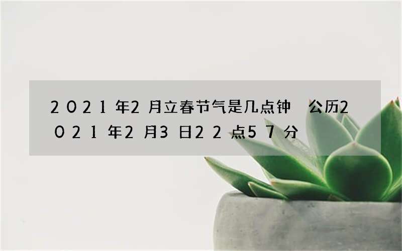 2021年2月立春节气是几点钟 公历2021年2月3日22点57分